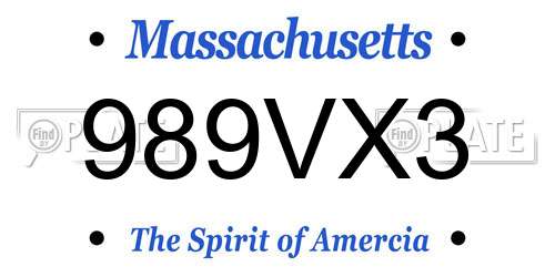 989VX3 Massachusetts License Plate
