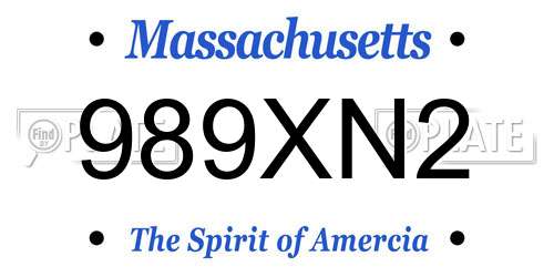 989XN2 Massachusetts License Plate