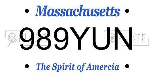 989YUN Massachusetts License Plate