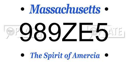 989ZE5 Massachusetts License Plate