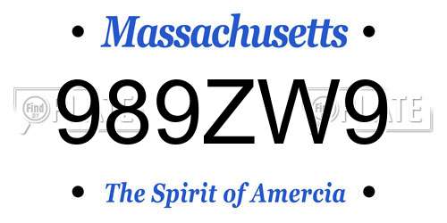 989ZW9 Massachusetts License Plate