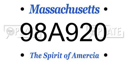 98A920 Massachusetts License Plate