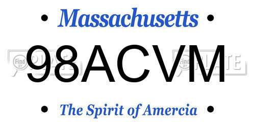 98ACVM Massachusetts License Plate