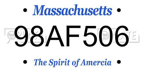 98AF506 Massachusetts License Plate