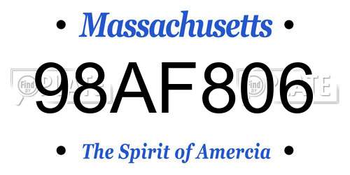 98AF806 Massachusetts License Plate