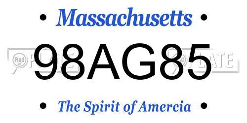98AG85 Massachusetts License Plate