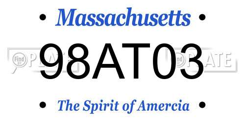 98AT03 Massachusetts License Plate