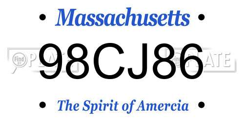 98CJ86 Massachusetts License Plate