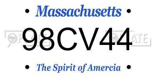 98CV44 Massachusetts License Plate