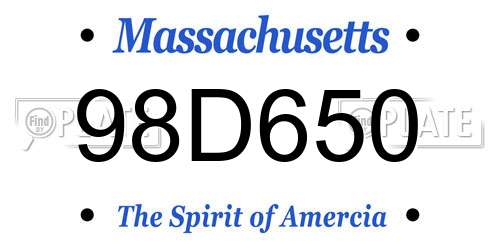 98D650 Massachusetts License Plate
