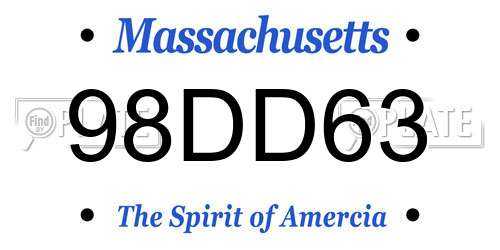 98DD63 Massachusetts License Plate