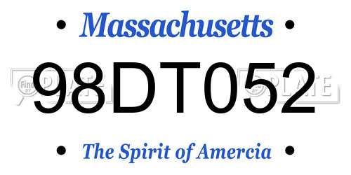 98DT052 Massachusetts License Plate