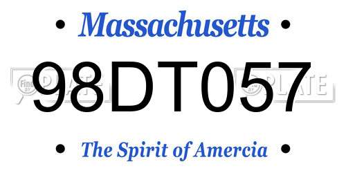 98DT057 Massachusetts License Plate