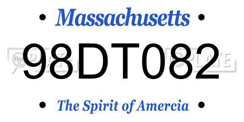 98DT082 Massachusetts License Plate
