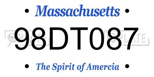98DT087 Massachusetts License Plate