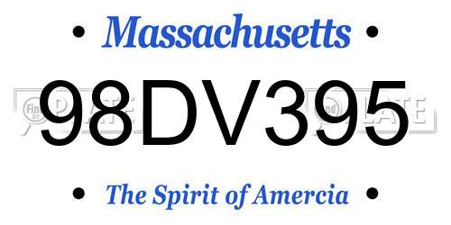 98DV395 Massachusetts License Plate