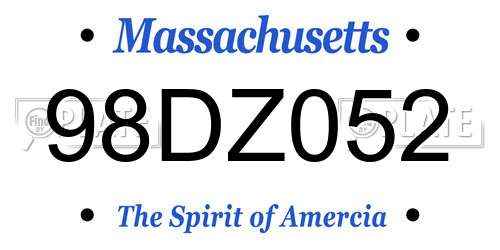 98DZ052 Massachusetts License Plate