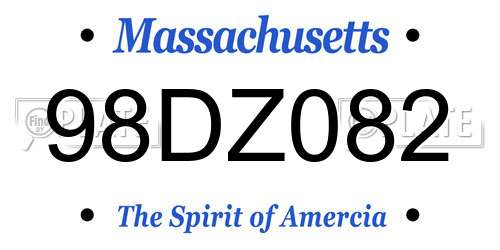 98DZ082 Massachusetts License Plate