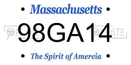 98GA14 Massachusetts License Plate