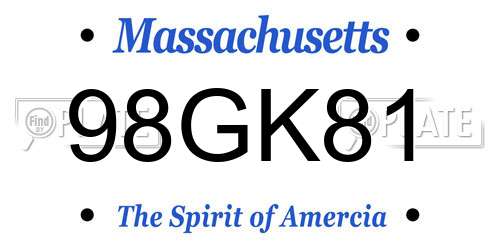 98GK81 Massachusetts License Plate