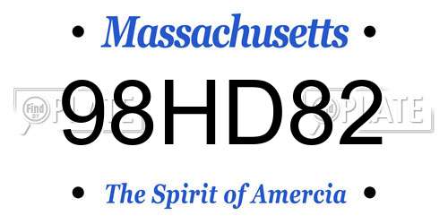 98HD82 Massachusetts License Plate
