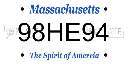 98HE94 Massachusetts License Plate