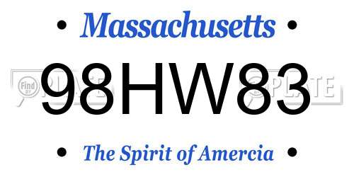 98HW83 Massachusetts License Plate