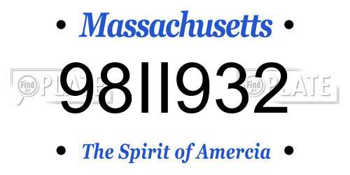 98II932 Massachusetts License Plate