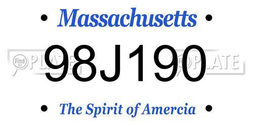 98J190 Massachusetts License Plate