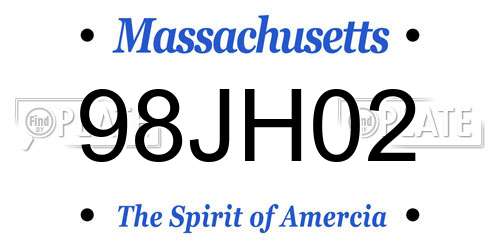 98JH02 Massachusetts License Plate