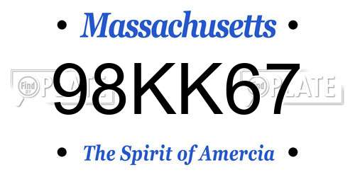 98KK67 Massachusetts License Plate