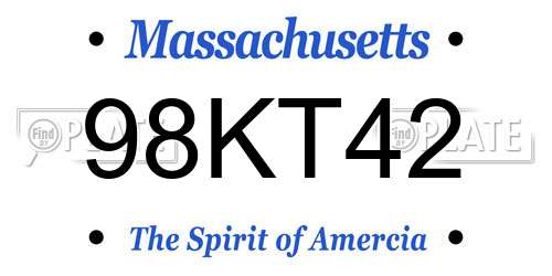 98KT42 Massachusetts License Plate