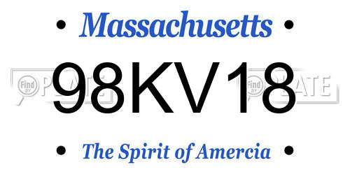 98KV18 Massachusetts License Plate
