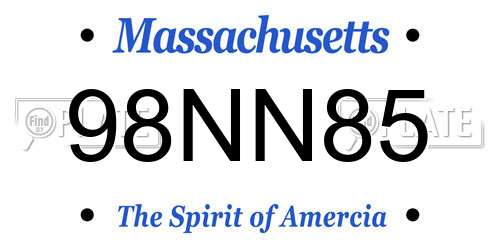 98NN85 Massachusetts License Plate