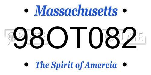 98OT082 Massachusetts License Plate