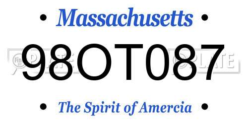 98OT087 Massachusetts License Plate