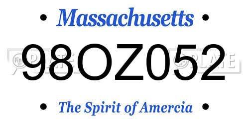 98OZ052 Massachusetts License Plate