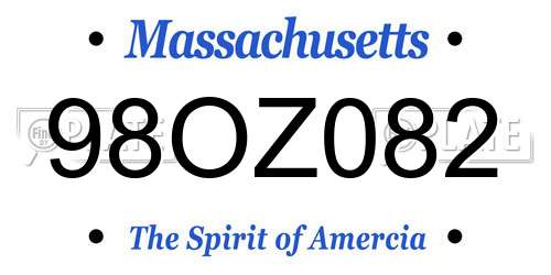 98OZ082 Massachusetts License Plate