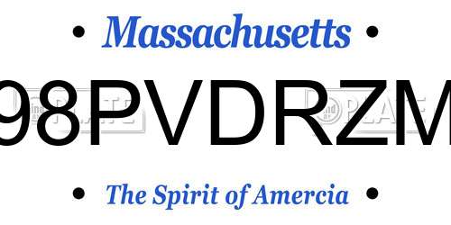 98PVDRZM Massachusetts License Plate