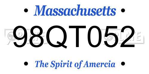 98QT052 Massachusetts License Plate