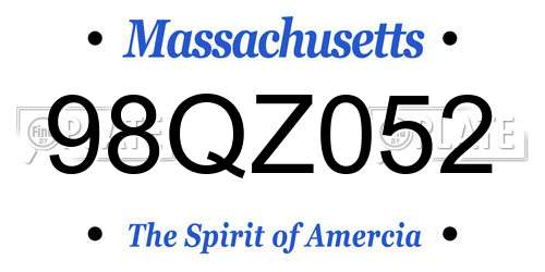 98QZ052 Massachusetts License Plate