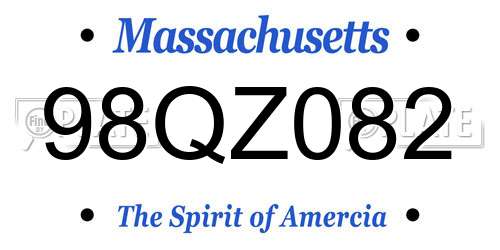 98QZ082 Massachusetts License Plate