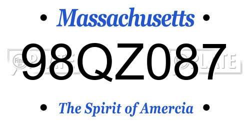 98QZ087 Massachusetts License Plate