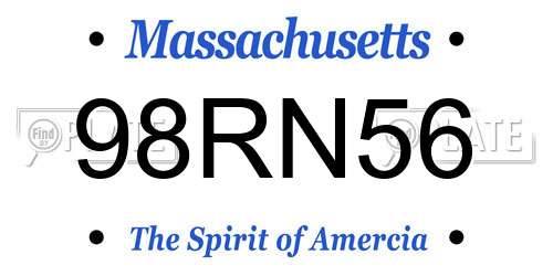 98RN56 Massachusetts License Plate