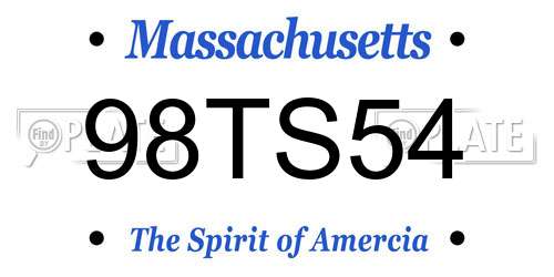 98TS54 Massachusetts License Plate
