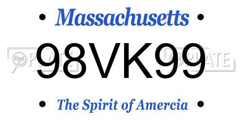 98VK99 Massachusetts License Plate