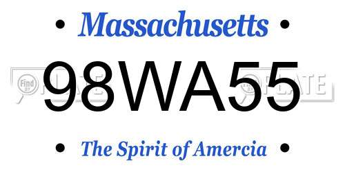 98WA55 Massachusetts License Plate