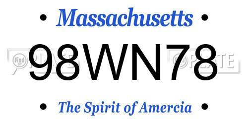 98WN78 Massachusetts License Plate