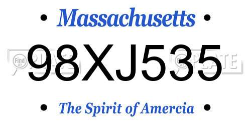 98XJ535 Massachusetts License Plate