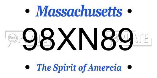 98XN89 Massachusetts License Plate
